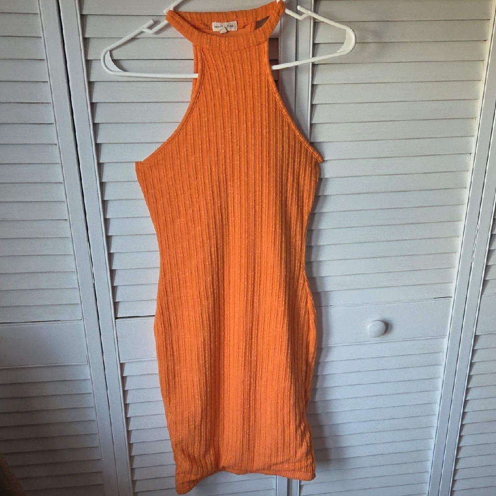 Heart Hips Vibrant Orange Mock Dress